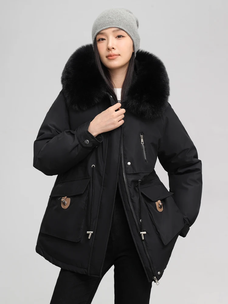 

Красная женская парка из нейлона с капюшоном, осенняя, уличная одежда для девушек, простая, натуральная, высококачественная, плюшевая, бутик, с длинными рукавами, открытая, мягкая, хлопковая, 2025