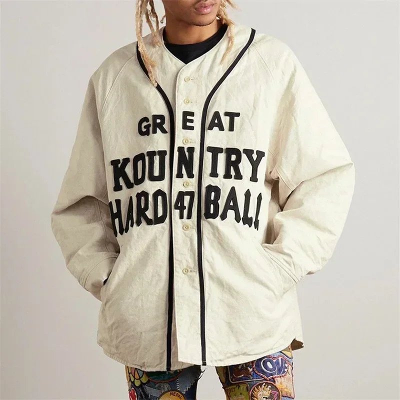 24ss Kapital Kountry Cotton Linen Canvas Jacket Men Women 1:1 Top Quality Embroidery Flocking Towel Thickened Jackets