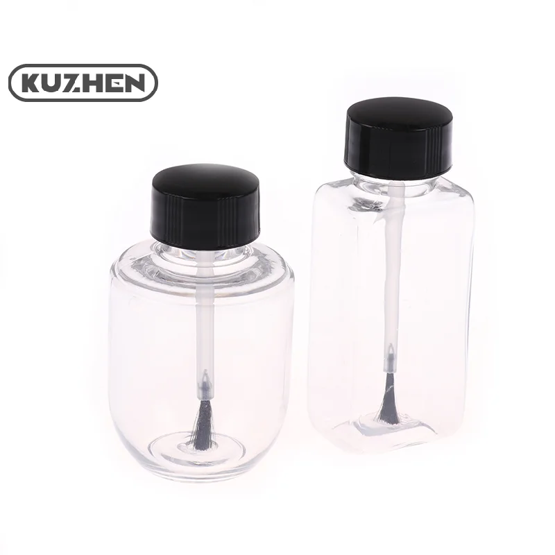 New 30ml Plastic Nail Polish Bottles Refillable Jars Storage Liquid Paints Pots With Brush Empty Containers