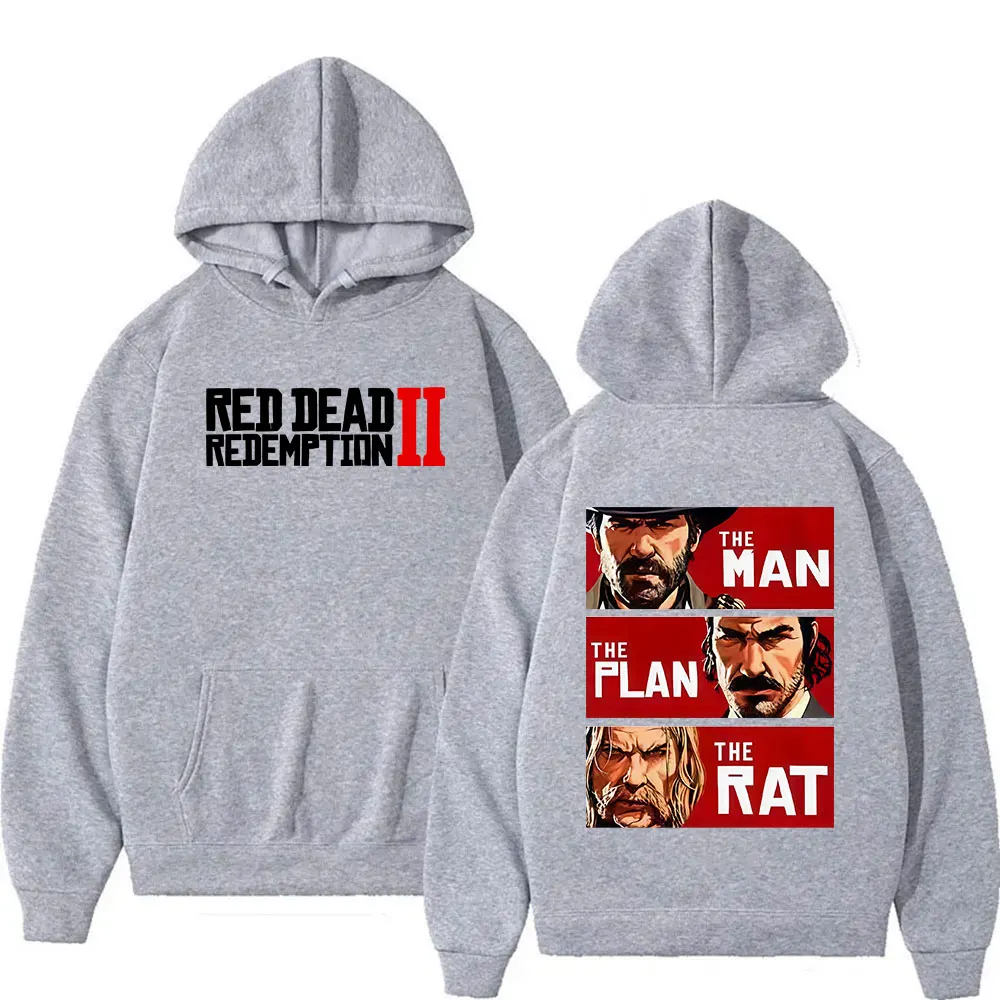 Red Dead Redemption 2 جرافيك هوديي للرجال كم طويل موضة المتضخم البلوز الصوف بلوفر أنيق هوديس الشارع الشهير