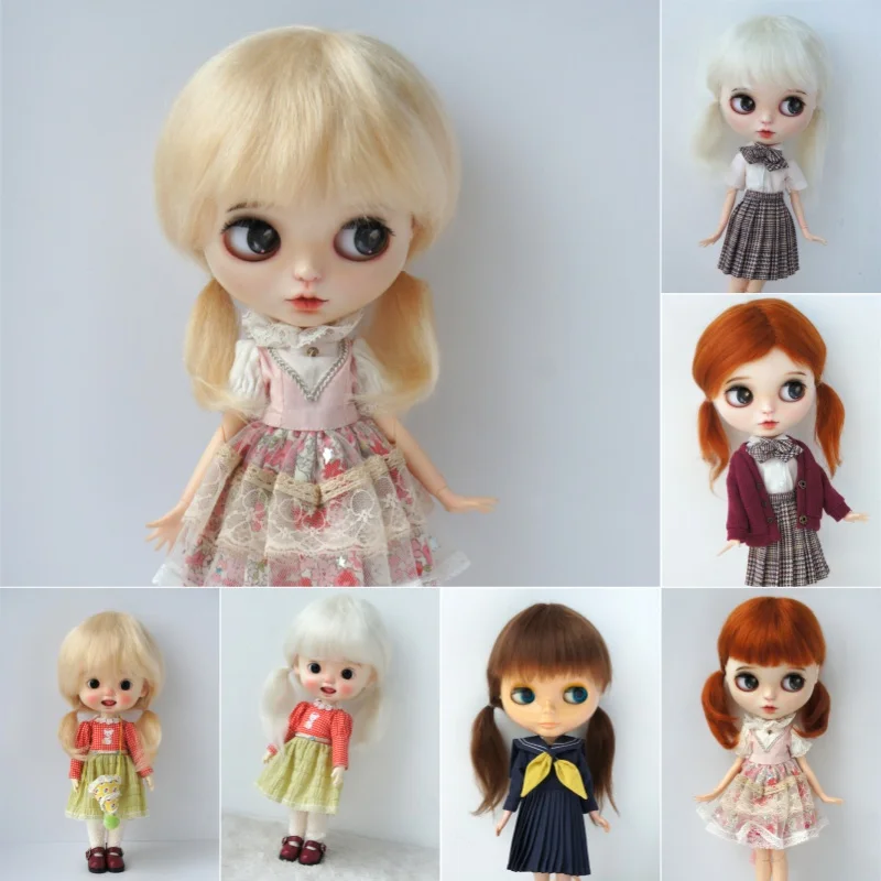 كامل الحجم الموهير دمية الباروكات JD060 1/12 1/8 1/6 1/4 1/3 DOD أسفل التوائم PP جديلة الموهير BJD الشعر Qbaby Blythes اكسسوارات