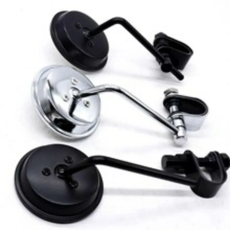 زوج Poer لـ Harley Chopper Cruiser Cafe Racer دراجة نارية المقود مرايا الرؤية الخلفية مشبك محدب مستدير على 22-25 مللي متر أسود