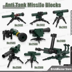 WW2 Military Army Russian Anti Tank Missile Soldier Figures Accessories Building Blocks Antiaircraft Machine Gun Bricks Toy Gift