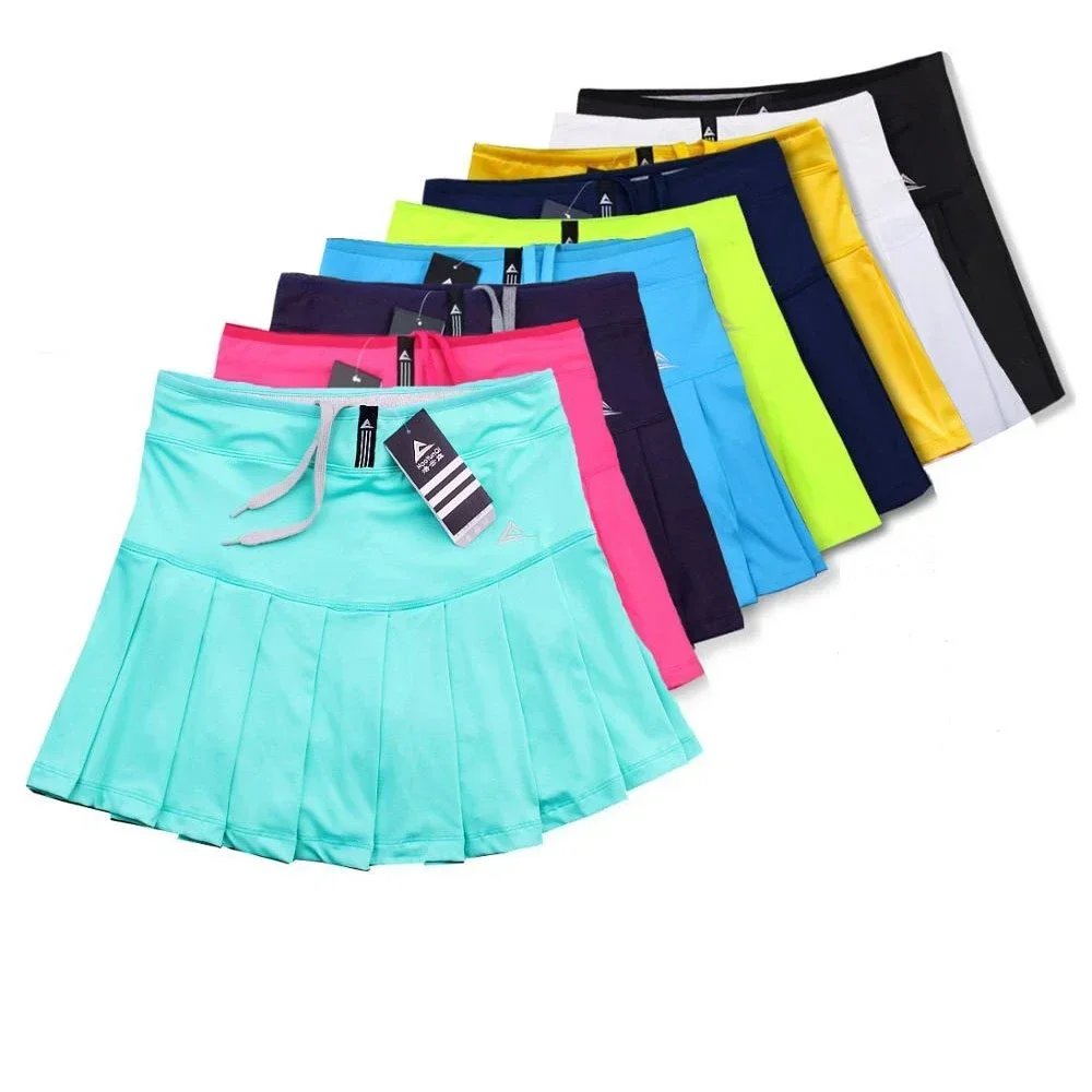 New Girls Tennis Skirts with Safety Shorts , Quick Dry Women Badminton Skirt , Female Tennis Skorts , Girl Sport Running Shorts