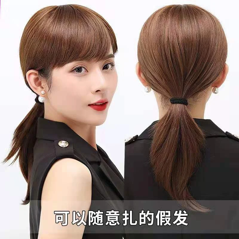 Vrouw Middelbare leeftijd Zijwaarts geveegde pony Schouderlengte haar Dame Dagelijkse match Natuur Sleutelbeen Pruik Feesthoofddeksels Halflang haar
