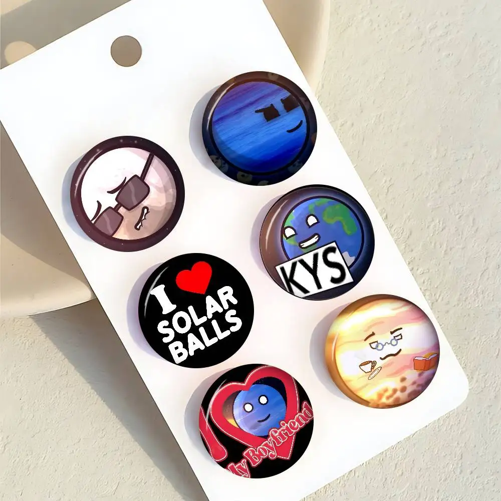 Cartoon Solar Balls Fan Art Weicher Button-Pin Rundes Metall-Abzeichen Anstecknadel Geschenk für Freunde Kinder Schmuck
