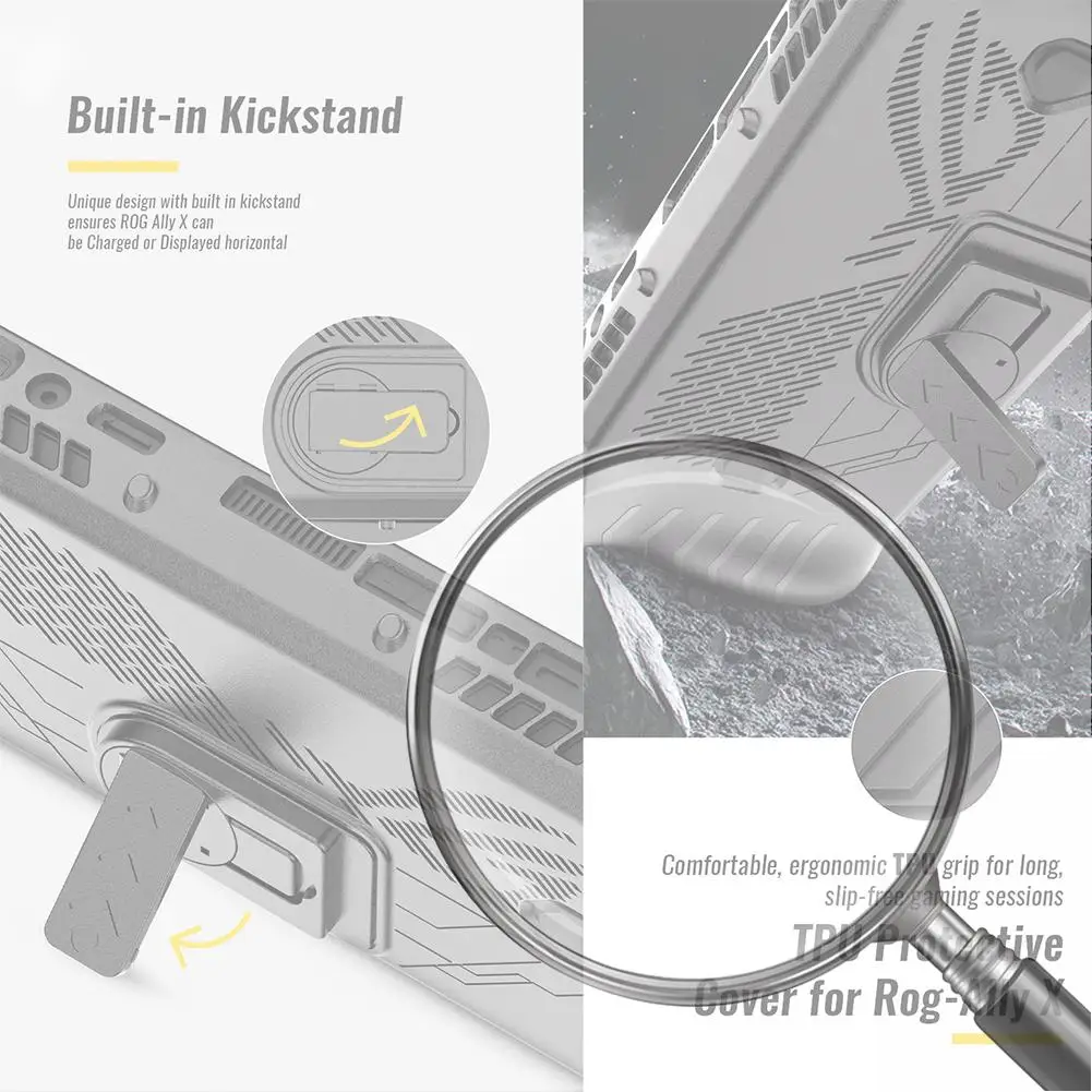 

Для Asus ROG Ally X защитный чехол из ТПУ с защитой от царапин и подставкой, защитный чехол, универсальная защита, игровые аксессуары