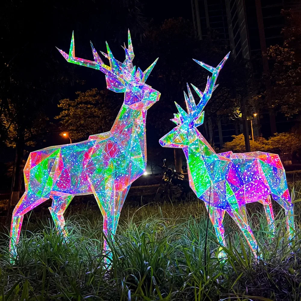 

Classic Luminous Reindeer 90/145CM Holographic Starlight Glow Led Lighted Reindeer for Hotel Shopping Mall Christmas Decor