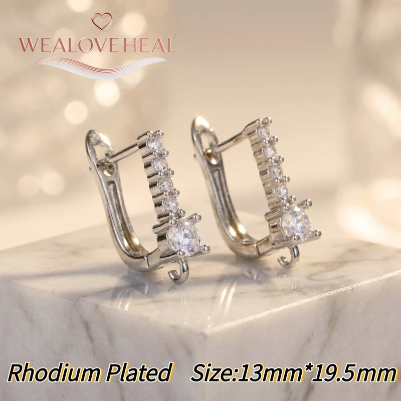 schmuckherstellung zubehör，18K Gold/Rhodium plattierte Hebelverschluss-Ohrringkomponenten, Messing-Pavé-CZ-Zirkon-Dreieckstab-Ohrhaken für DIY-Schmuckherstellung – Detail 20