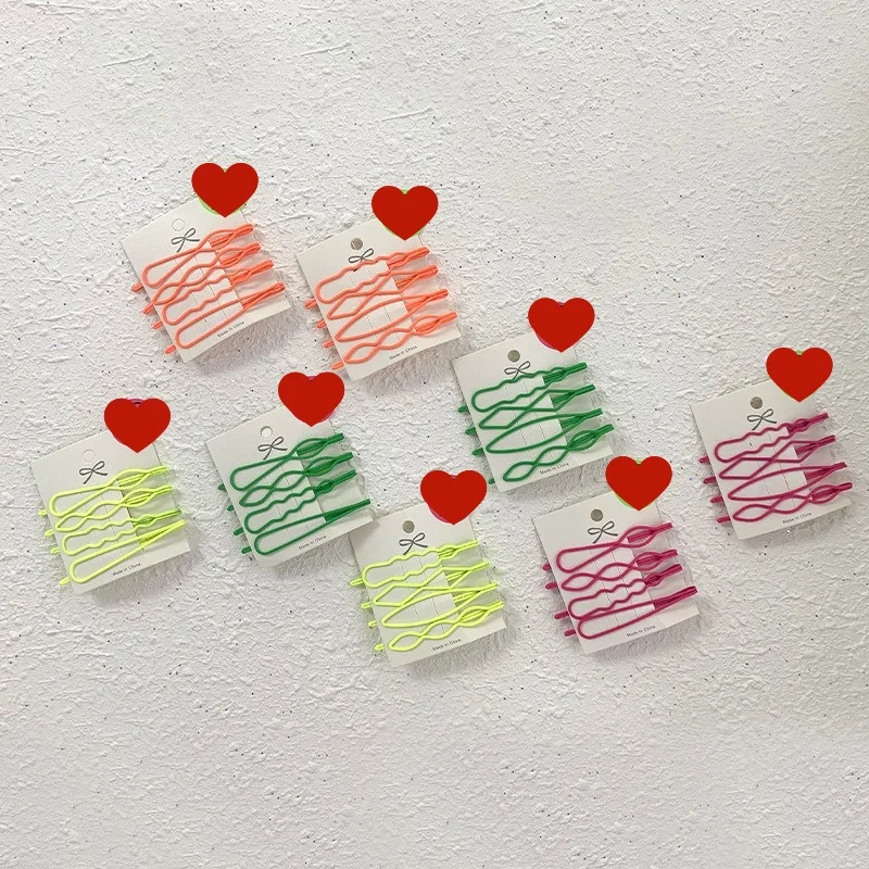 

Корейские заколки для волос для челки, комплект из 4 предметов, матовые волнистые геометрические нескользящие заколки для волос, аксессуары для женщин и девочек