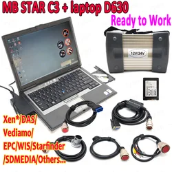 Best Quality MB STAR C3 Pro Auto Diagnostic Tool C3 Multiplexer SD scanner With Laptop D630 Software SSD For Car Truck 24V