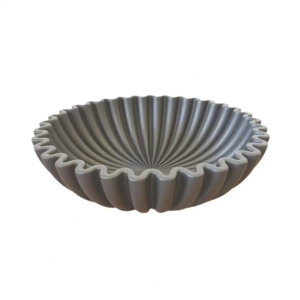Handcrafted ชามเรซิ่น Elegant Black Ruffle ชามตกแต่งสําหรับห้องโมเดิร์น Home Office เรซิ่น Fluted Centerpiece สําหรับกาแฟ