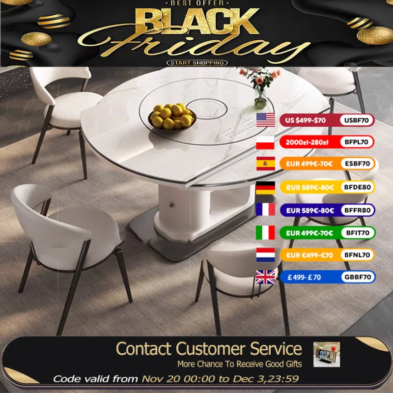 

Living Room Table Party Unique Multifuctional Kitchen Round Dining Table Set Folding Modern Mesa De Jantar Furniture Home