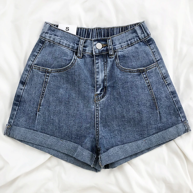 

Women Denim Shorts Summer High Waist Solid Color Casual Short Pants Hot Girls Beach Style Straight Jean Pants Female