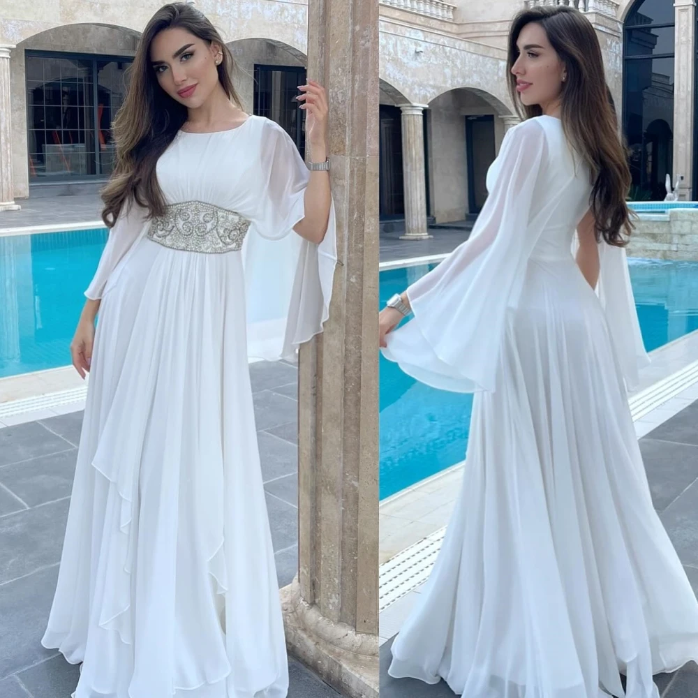 Jiayigong chiffon lantejoulas clubbing a linha colher pescoço sob medida vestido de ocasião vestidos longos arábia saudita