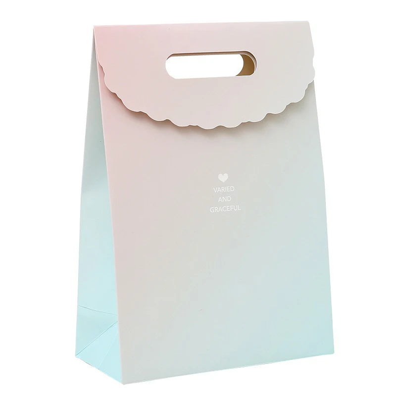 10Pcs/Lot Flap Kraft Paper Gift Bags Candy Cookie Packaging Bags with Handle Wedding Party Favor Bag Gift Packing Bags