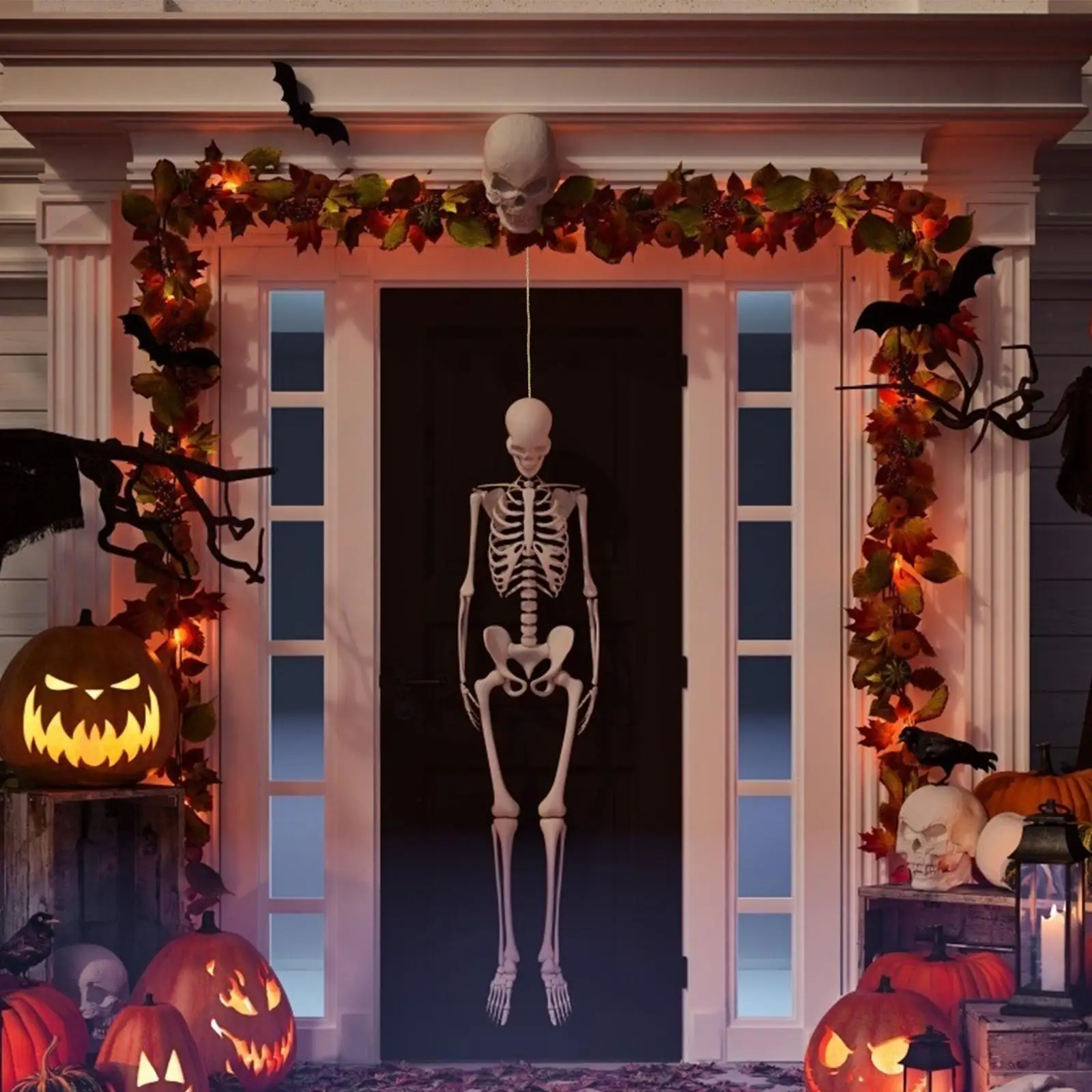 Halloween Skeleton Decoration Funny Lifelike Plastic Skeletons for Haunted House Graveyard Scene Party Props Decor