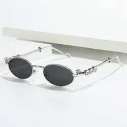 Convenient Bling Rhinestone Sunglasses INS Steampunk Oval Women Sunglasses Fashion Trendy Anti-Blue Light Spectacles Selfie Y2k