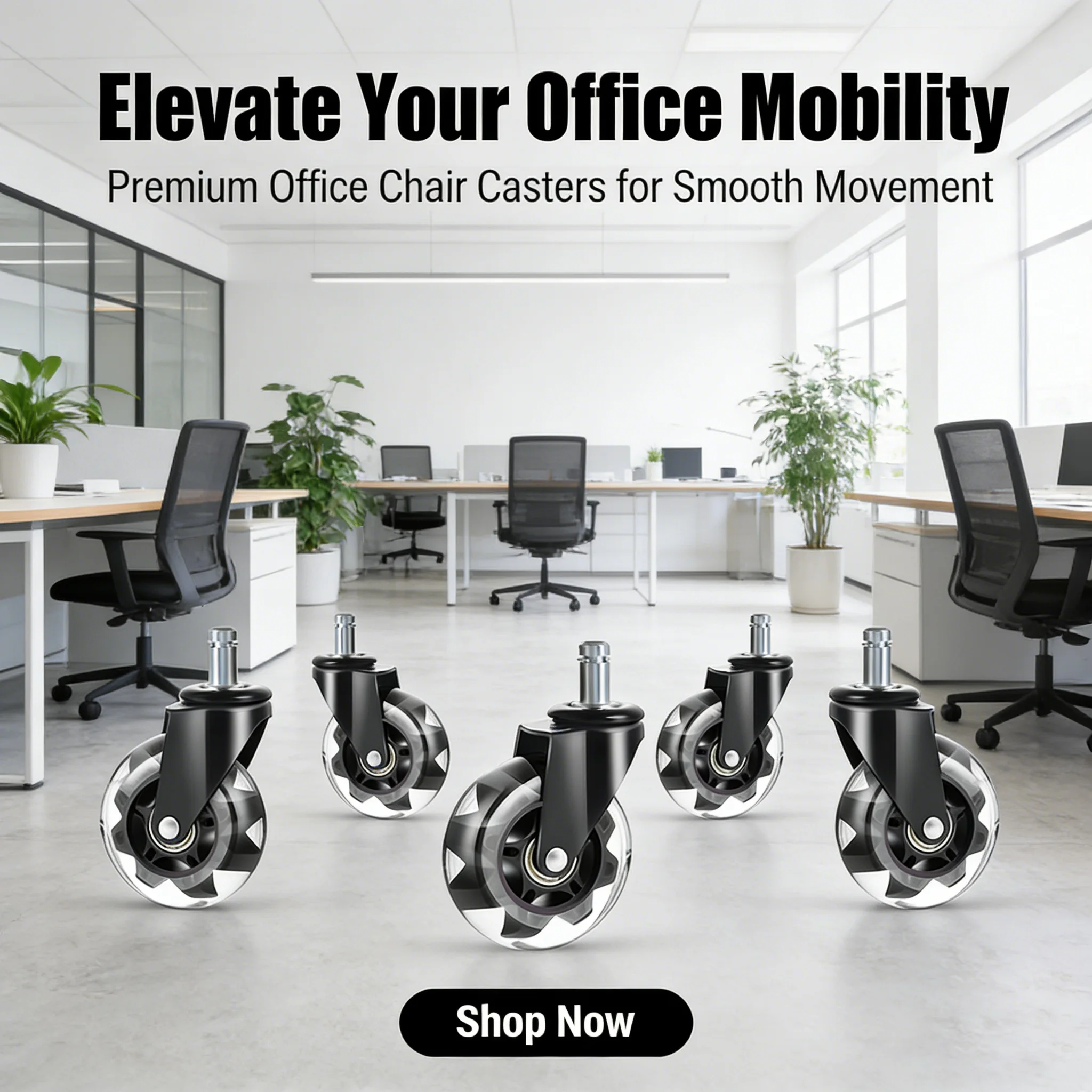 (5 Packs) 3 Inch M11 Office Chair Wheels Heavy Duty Caster Wheels Quick & Quiet Rolling Chair Casters