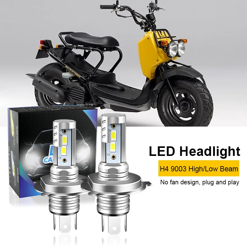 2 SZTUK do Honda NPS50 Ruckus 50 2003-2016 HS1 H4 9003 Motocyklowe żarówki reflektorów LED CSP Bezwentylatorowe światła drogowe i mijania H4 12000lm 6000K