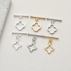 4PCS 14K Gold Plated Four Leaf Clover OT Buckle Clasp Bracelet DIY Making Supplies Jewelry Material Accessories