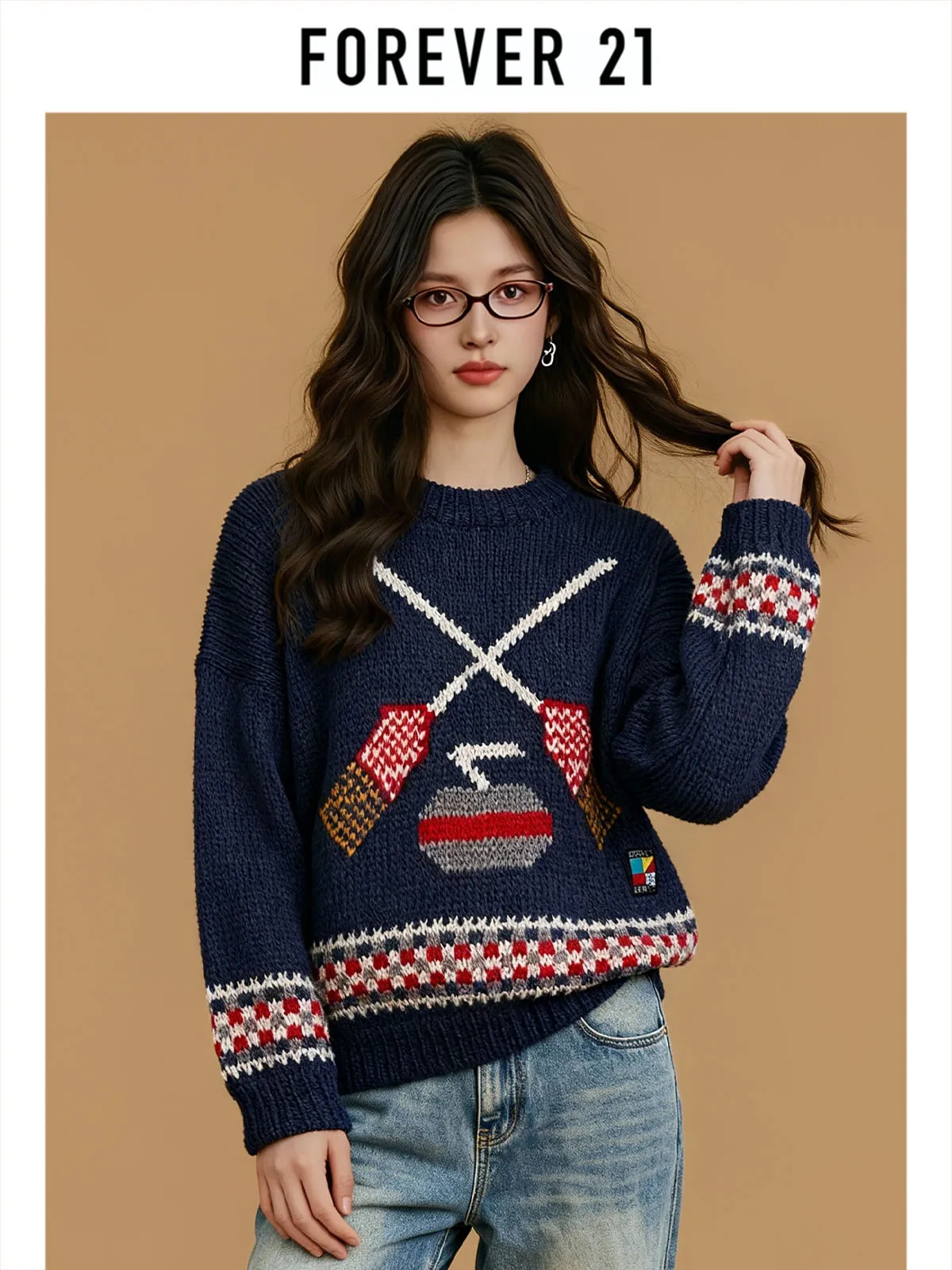 

Ретро-синий вязаный свитер женский свободного кроя, повседневный, осенне-зимний, новинка, больших размеров, для девушек, модная базовая одежда