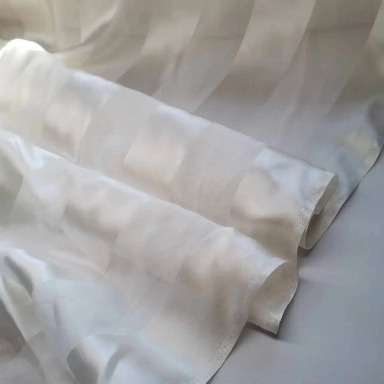 Wide Stripe Satin Gauze Mulberry Silk Fabric Metallic Jacquard DIY Cloth Dress Scarf Material