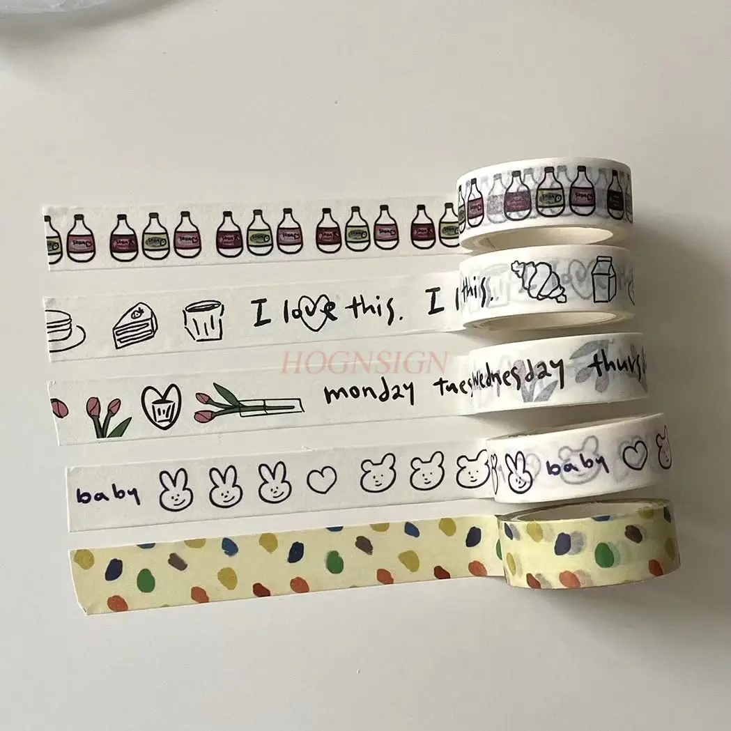 

1 рулон Ретро и бумажная лента, отклоняющаяся без следов, маленькие и свежие наклейки для ручного счета, клейкая лента, простой черный и белый цвет.