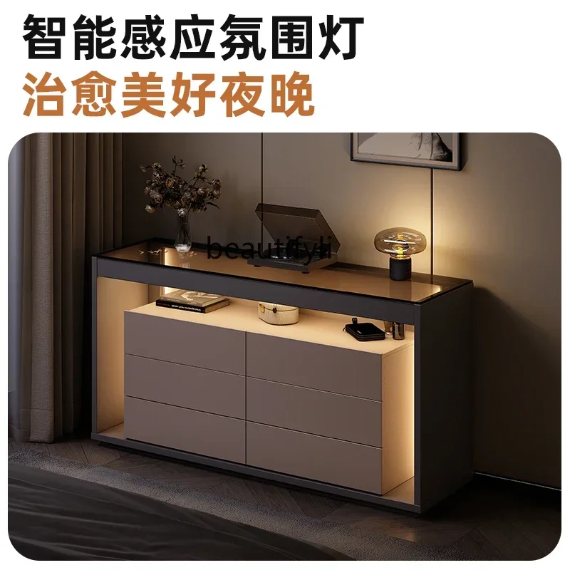 

02Italian minimalist bedside cabinet small apartment bedroom six chest cabinet household drawer storage cabinet