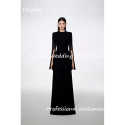 Heyday Crepe O-Neck  A-Line Floor-length Dresses Half Classics Draped Formal Occasion Evening Party Pretty Dresses 2024