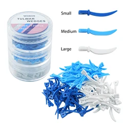 120Pcs Dental Tulwar Wedges Refill Wedge Matrix Bands Sectional Con toured Metal Matrices Plastic Dentistry Wedge Dual-Sided Use
