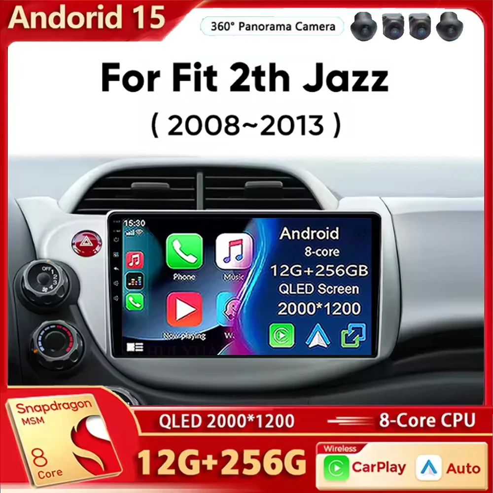 

Автомобильная стереосистема Android 15, мультимедийная беспроводная мультимедийная система Carplay Android Auto для HONDA FIT JAZZ 2008 2009 2010 2011 2012 2013 AUto BT 4G