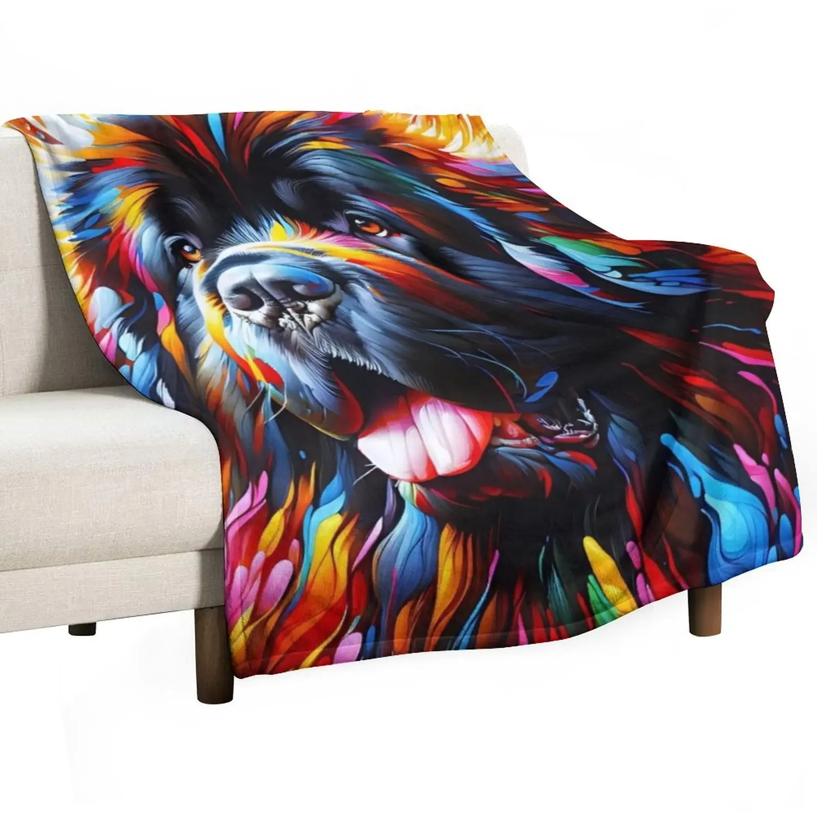 

Newfoundland Dog Acrylic Print Doggo Portrait Pet Lovers Throw Blanket Decorative Sofas Decorative Sofa Single Blankets