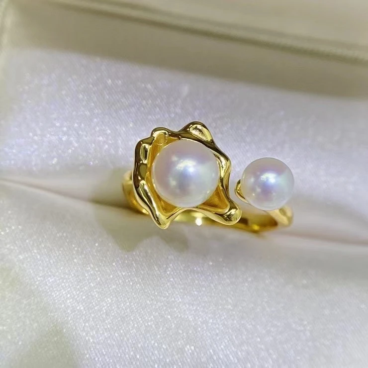 

Gorgeous 925 Sterling Silver Adjustable Ring Mount Settings Findings Mountings Accessory Parts for 5-6.5mm Pearls 5pcs/lot