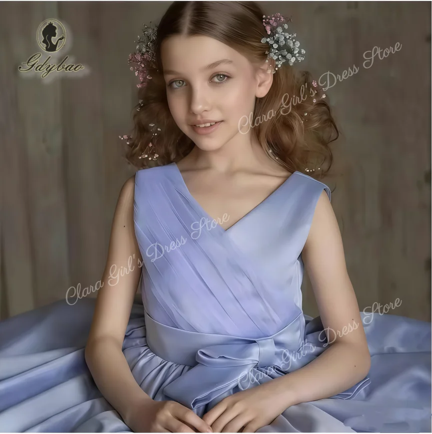 

New Girls' Birthday Dress Children's Pink Flower Girl Dress Stage Host Outfit Eid Children's Celebration Dress