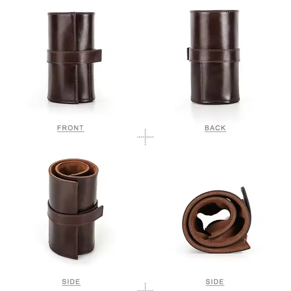 Genuine Leather 6 Slots Watches Bag Roll Case Travel Portable Watch Holder Handmade Storage Organizer Box