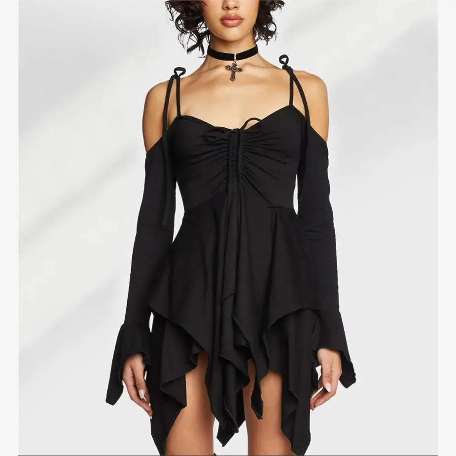 

Sexy Irregular Sling Dr loween Performance Costume Asymmetrical Strapl ort Skirt V-ne Svel Women's Dr