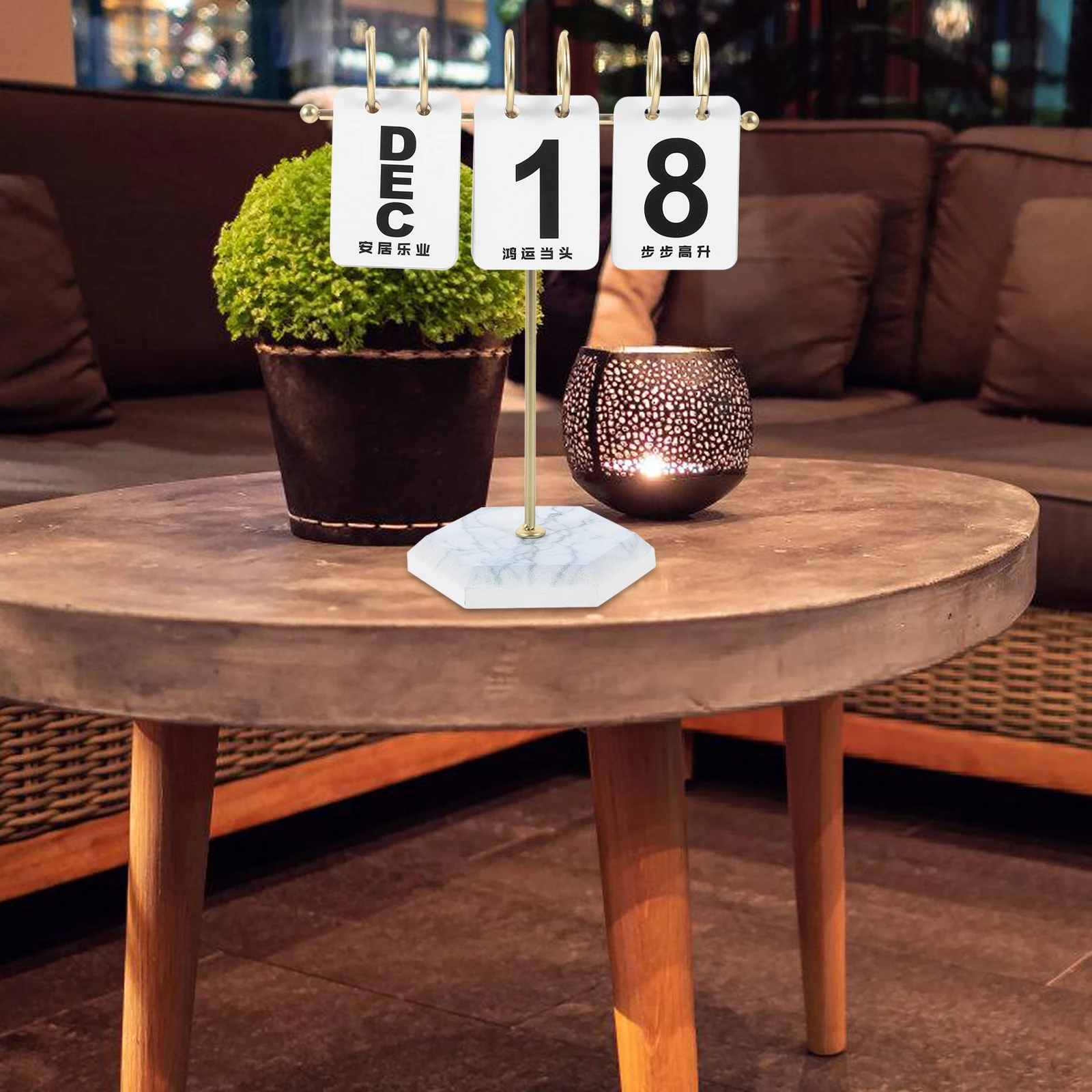 

Flip Page Calendar Reusable White Gold Home Office Decor Standing Perpetual Table Reusable Desk Calendar Calendars
