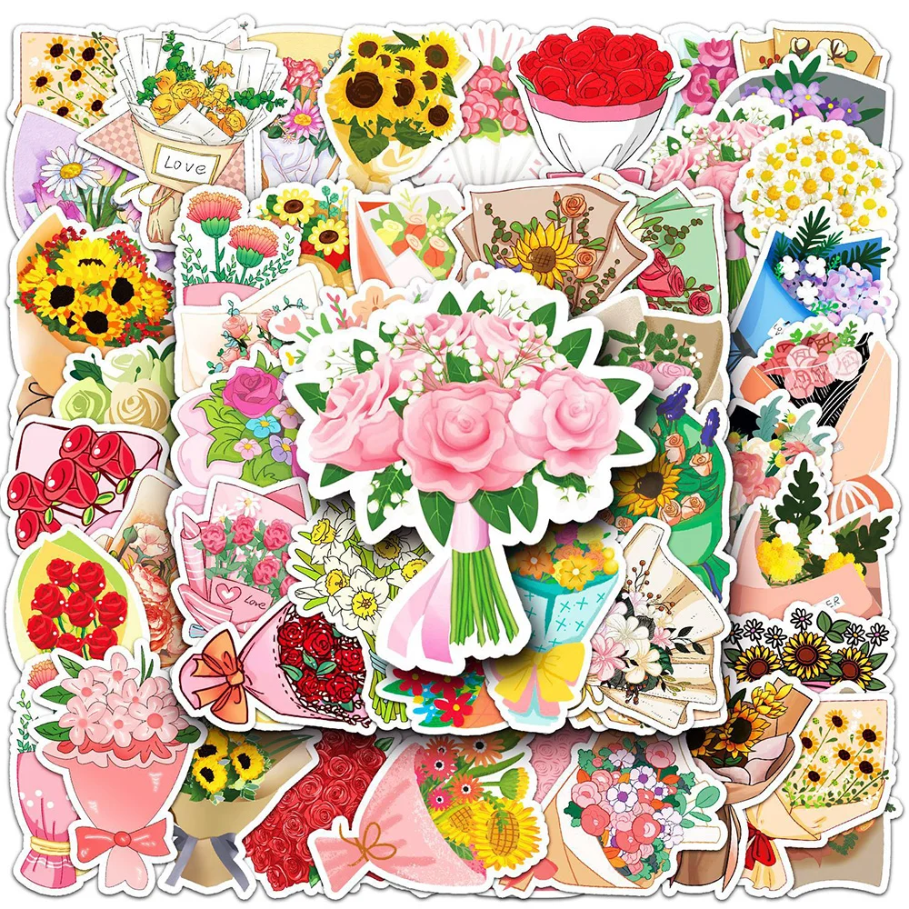 

10/30/50pcs Cute Cartoon Flowers Aesthetic Stickers Laptop Guitar Scrapbooking Diary Planner Phone Decoration Sticker Kid Toy