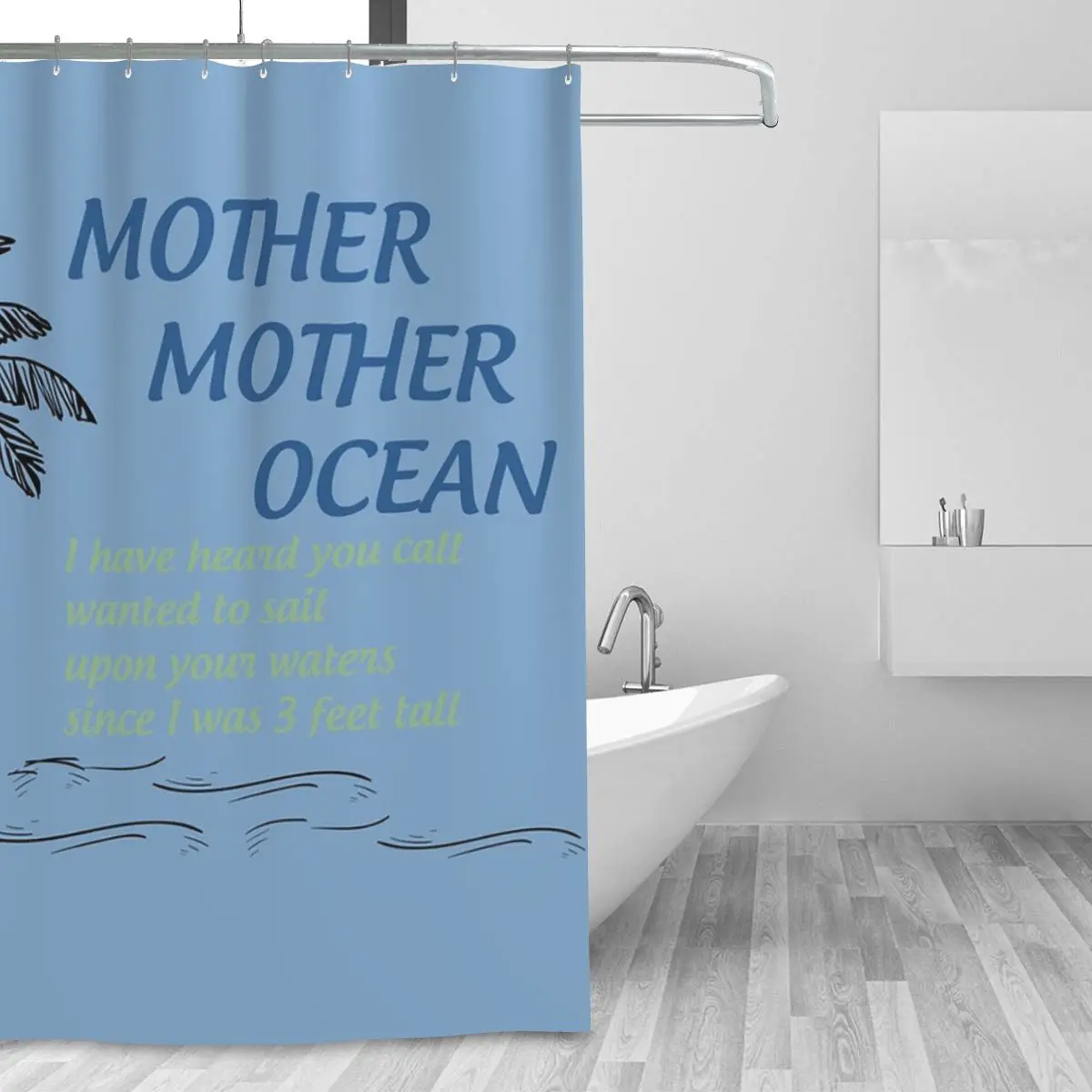 Mother, Mother Ocean Shower Curtain Bathroom Polyester Waterproof Bath Curtains with Hooks