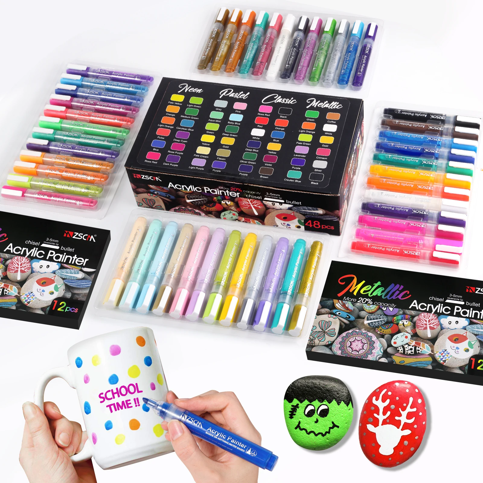 ZSCM 12/21/48/56/60 Large Capacity Durable And Beautiful Liquid Glitter Acrylic Paint Brush Set Markers Free Shipping