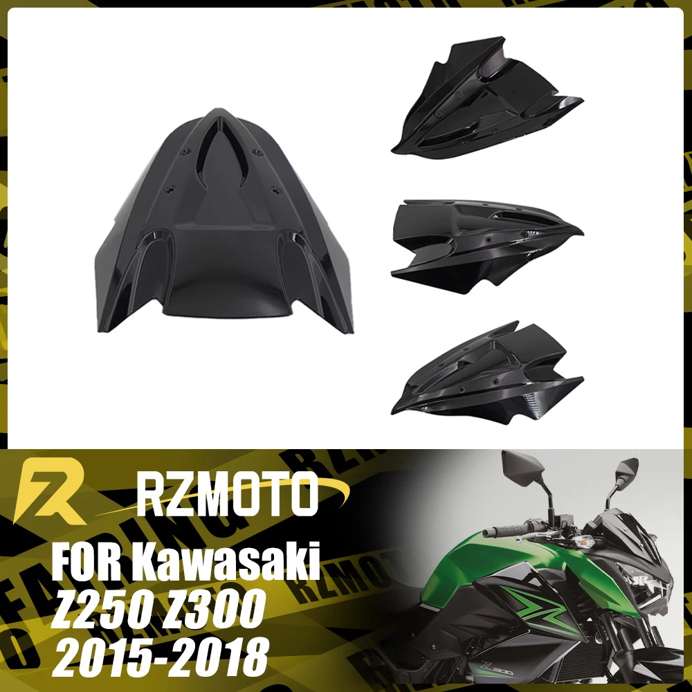 

Motorcycle Accessories Windshield For KAWASAKI Z250 Z300 2015-2018 2016 2017 Front Double Bubble Wind Deflector Windscreen Black