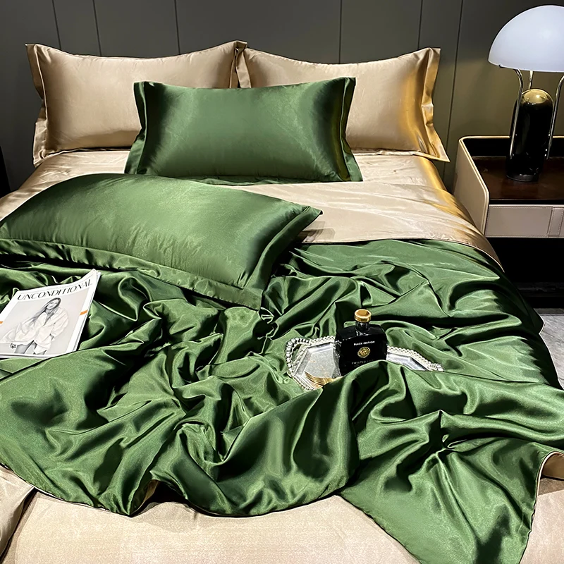 2025 Strong Washed Silk Bed Linen, Solid Design, Tencel - Feature, in 1.2m, 1.5m, 1.8m, 2.0m Sizes