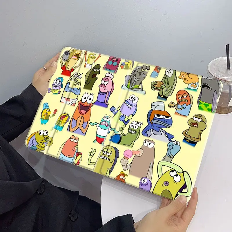 

Чехол из серии «Губка Боб» для iPad Air 11, 10-го и 11-го поколений, A16, 9-го поколения, iPad Pro 11, 4, 5, 10.9 дюймов, 12.9 M2, M3, M4, Mini 7 с держателем для карандаша