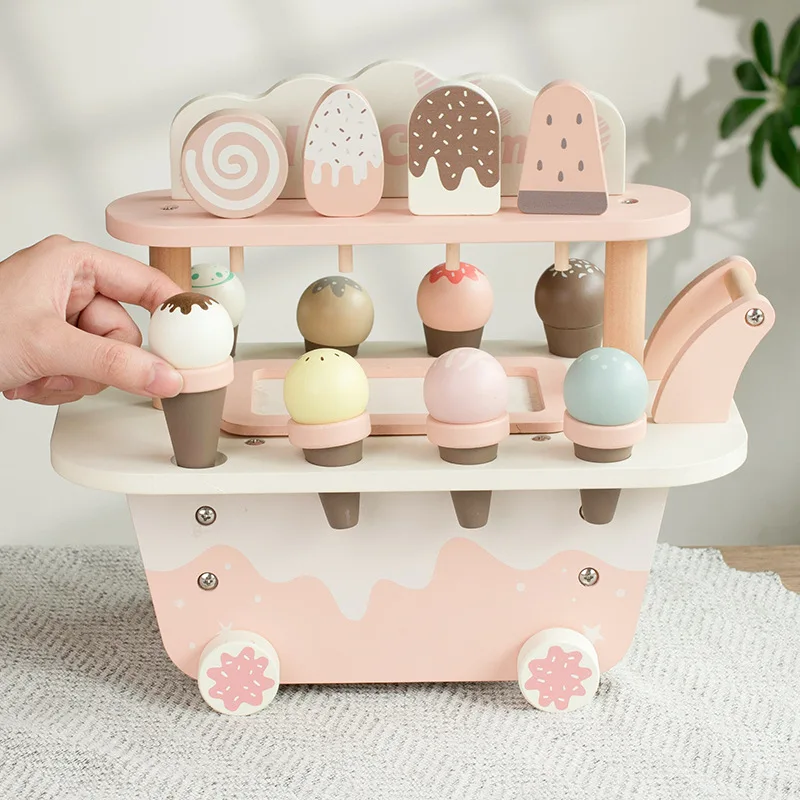 wooden-family-play-set-ice-cream-cones-afternoon-tea-miniature-food-ideal-childs-parent-kids-interaction-development-girls-toys