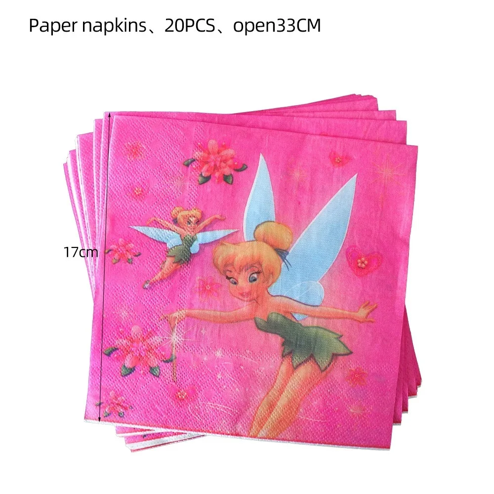 الكرتون تينكر بيل الاطفال حفلة عيد ميلاد الديكور أدوات المائدة قزم الجنية ورقة لوحة مفرش المائدة بالون تينكربيل لوازم الحفلات