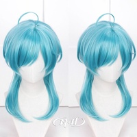 ND Kanata Shinkai Cosplay Wigs The Ensemble Stars Cosplay Cyan Hair Wigs for Game Comic Con Coser Party Heat Resistant Synthetic