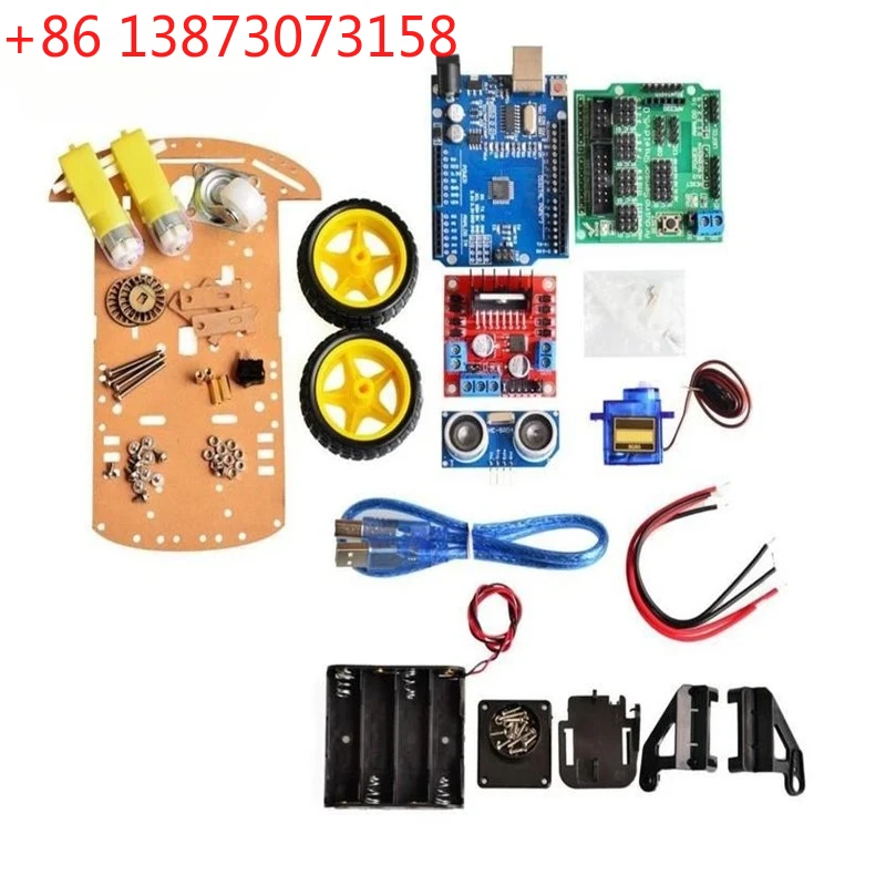 

Новый комплект умного робототехнического шасси с функцией отслеживания, энкодером скорости, отсеком для батарей, 2WD, ультразвуковым модулем для Arduino