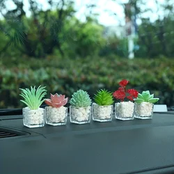 2pcs Car Creative Decoration Simulation Succulent Green Plant Bonsai Bonsai Creative Small Potted Office Living Room Decoration