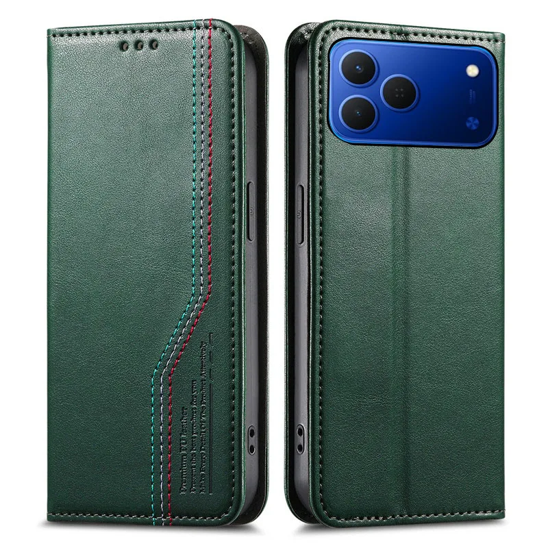 

Flip suture leather card Slot Wallet Cover For Tecno Spark 50 4G Slim 40C 40 30 Pro Pro+ 30C 5G wristband shockproof phone Case